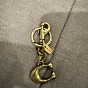 Coach Gold Keychain with Signature C Charm